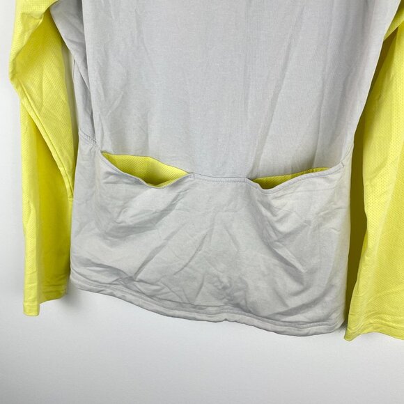 Club Ride Henley Bicycle Jersey Light Gray/Yellow w/ Back Pockets - Size M - Picture 6 of 6